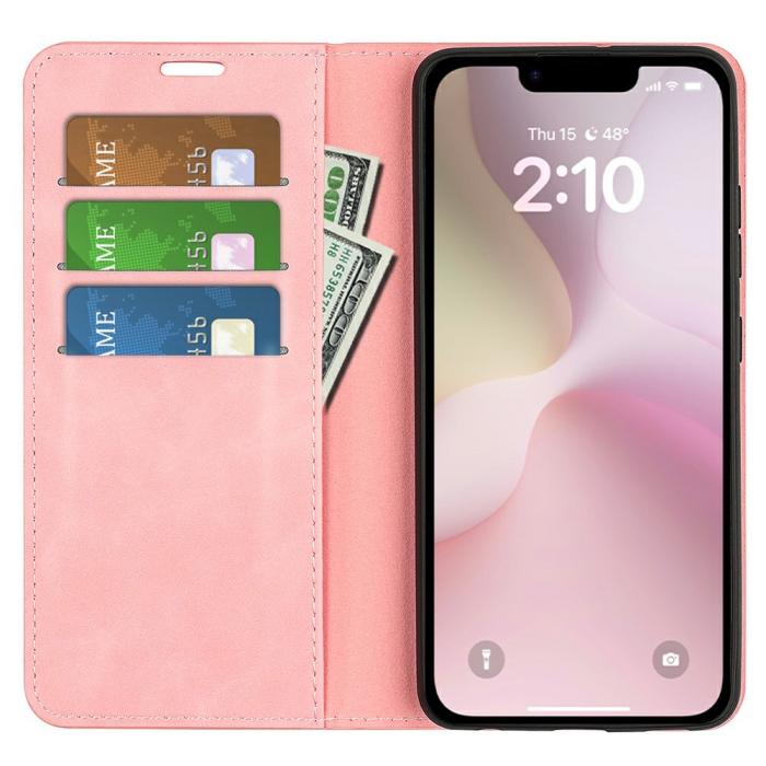 Bild 2,  iPhone 17e / 16e Fodral Flip Skin Touch Rosa - Teknikhallen.se