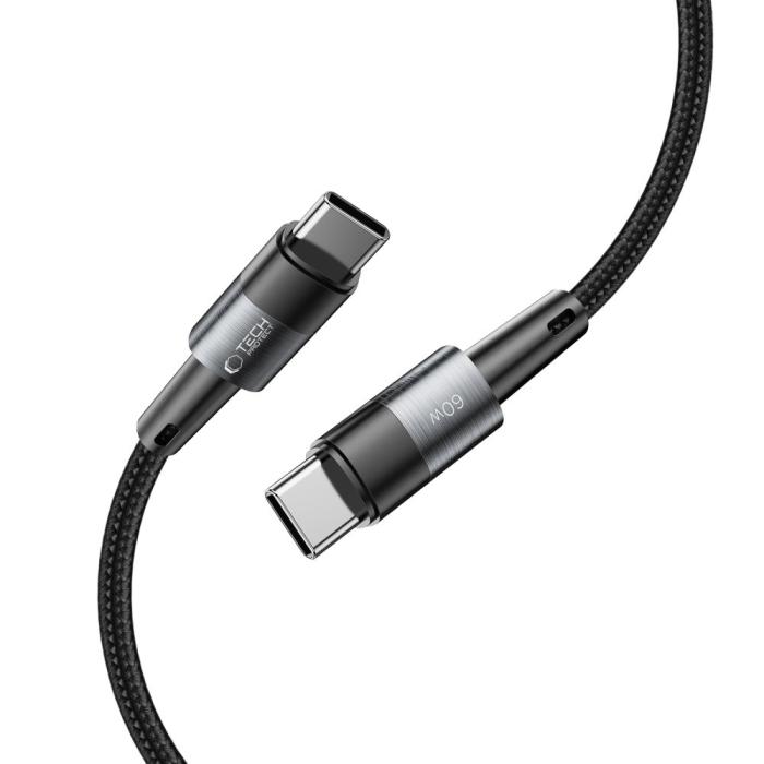 Bild 3, Tech-Protect Tech-Protect 1 m 60W/3A PD USB-C - USB-C Kabel UltraBoost Grå - Teknikhallen.se