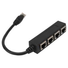  4in1 RJ45 Hubb/N&auml;tverksadapter Svart - Teknikhallen.se