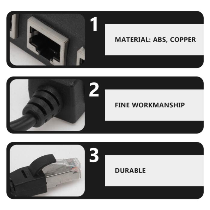 Bild 4,  4in1 RJ45 Hubb/Nätverksadapter Svart - Teknikhallen.se