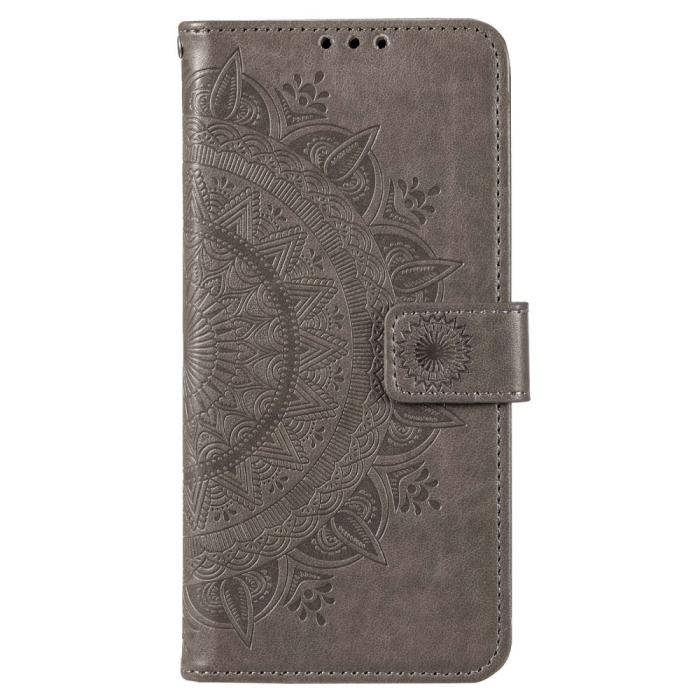 Bild 4,  Motorola Moto E22i Fodral Mandala Läder Grå - Teknikhallen.se