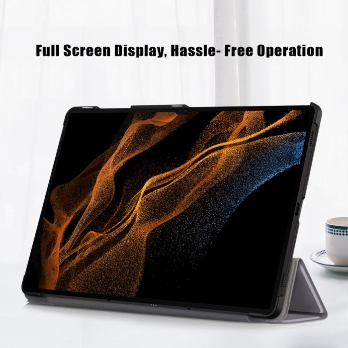 Bild 3,  Samsung Galaxy Tab S9 Ultra Fodral Tri-Fold Grå - Teknikhallen.se
