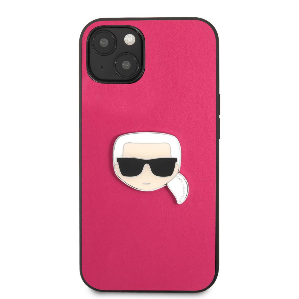 Karl Lagerfeld Karl Lagerfeld iPhone 13 Mini Skal PU Läder Karl Head Rosa - Teknikhallen.se