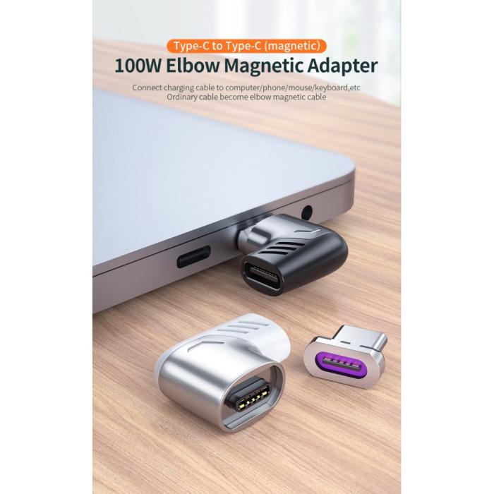 Bild 2, ESSAGER ESSAGER 100W 5A USB-C/USB-C Magnetisk Adapter Svart - Teknikhallen.se