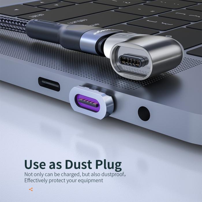 Bild 5, ESSAGER ESSAGER 100W 5A USB-C/USB-C Magnetisk Adapter Svart - Teknikhallen.se
