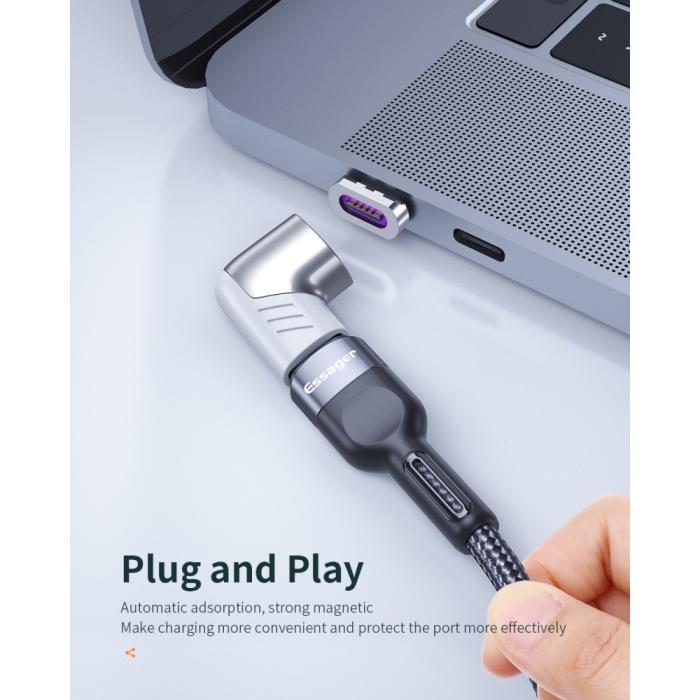 Bild 6, ESSAGER ESSAGER 100W 5A USB-C/USB-C Magnetisk Adapter Svart - Teknikhallen.se