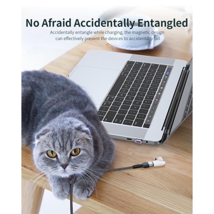 Bild 7, ESSAGER ESSAGER 100W 5A USB-C/USB-C Magnetisk Adapter Svart - Teknikhallen.se