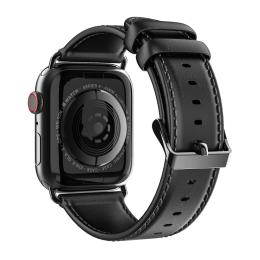  Apple Watch 42/44/45/49 mm Klockarmband Äkta Läder Svart - Teknikhallen.se