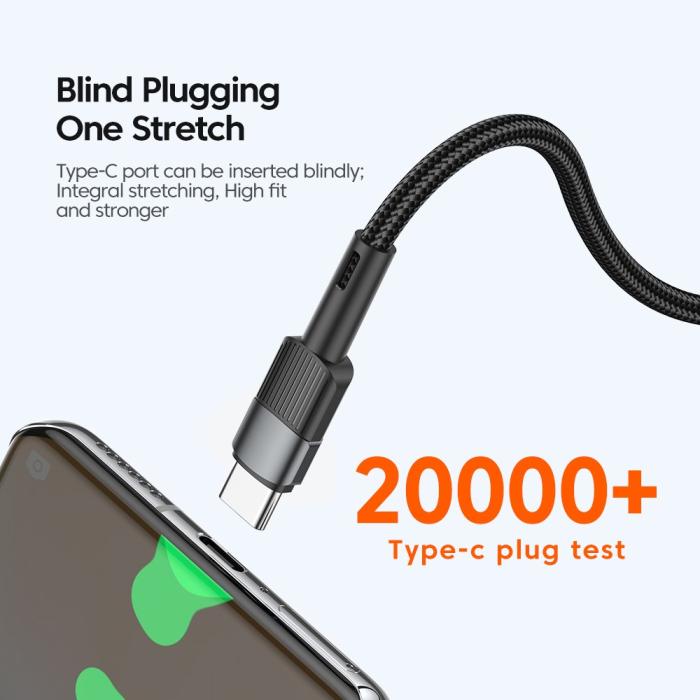 Bild 6, ESSAGER ESSAGER 2m 60W PD USB-C - USB-C Laddningskabel Svart - Teknikhallen.se