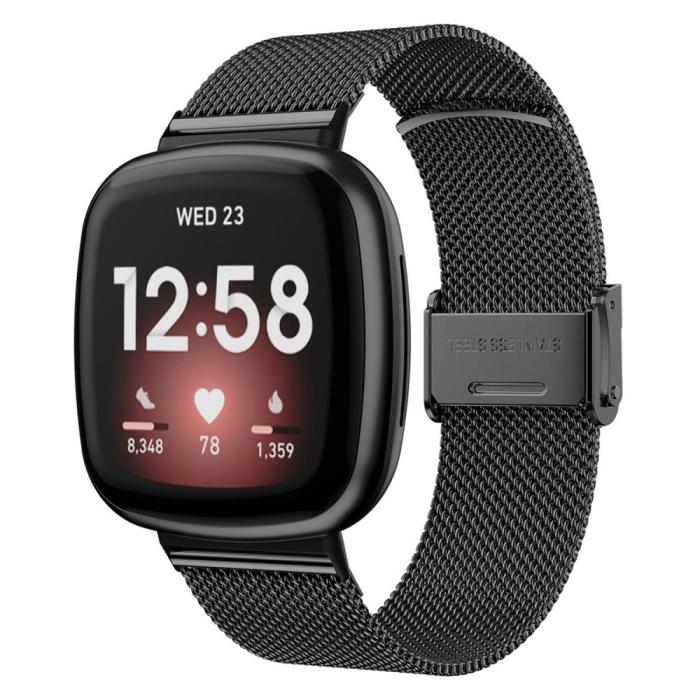 Bild 2,  Fitbit Versa 4/Sense 2 Klockarmband Milanese Svart - Teknikhallen.se