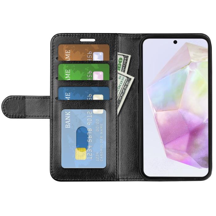 Bild 2,  Samsung Galaxy A36 5G/A56 5G Fodral Crazy Horse Läder Svart - Teknikhallen.se