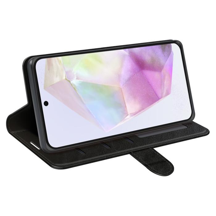 Bild 3,  Samsung Galaxy A36 5G/A56 5G Fodral Crazy Horse Läder Svart - Teknikhallen.se