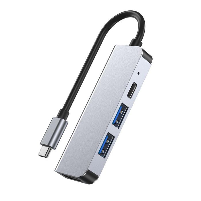 Bild 2, Tech-Protect Tech-Protect 4in1 USB-C Hub USB-A / HDMI / USB-C Grå - Teknikhallen.se