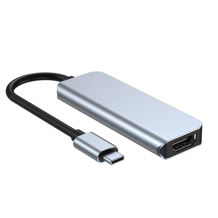 Bild 4, Tech-Protect Tech-Protect 4in1 USB-C Hub USB-A / HDMI / USB-C Grå - Teknikhallen.se