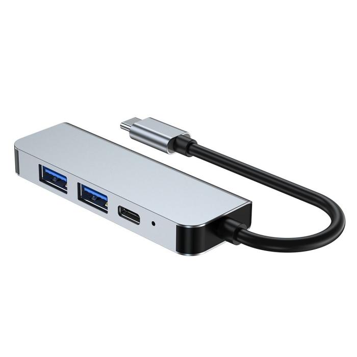 Bild 6, Tech-Protect Tech-Protect 4in1 USB-C Hub USB-A / HDMI / USB-C Grå - Teknikhallen.se