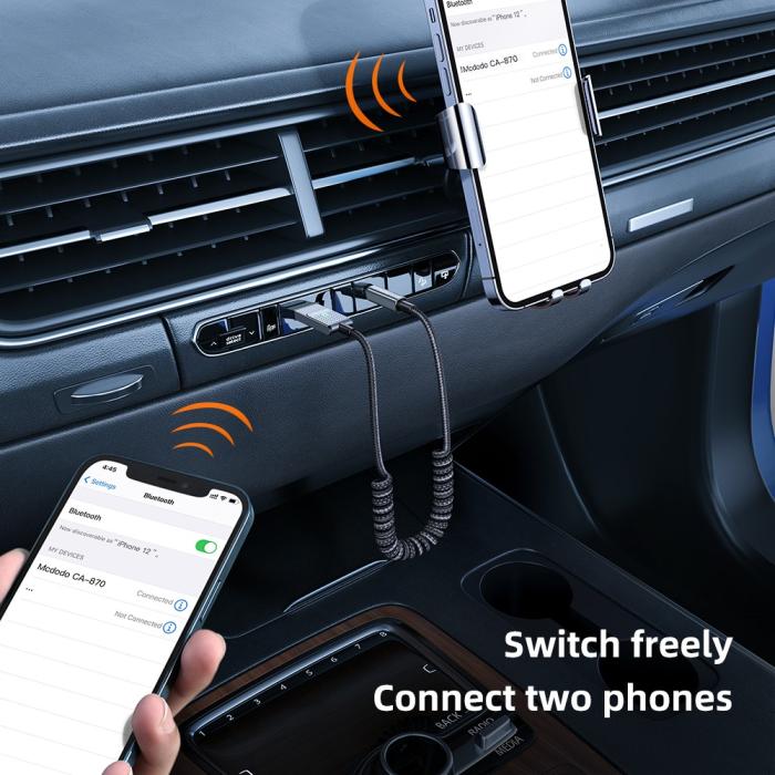 Bild 6, MCDODO Mcdodo 1.2m Bluetooth AUX Ljudadapter För Bilen Svart - Teknikhallen.se