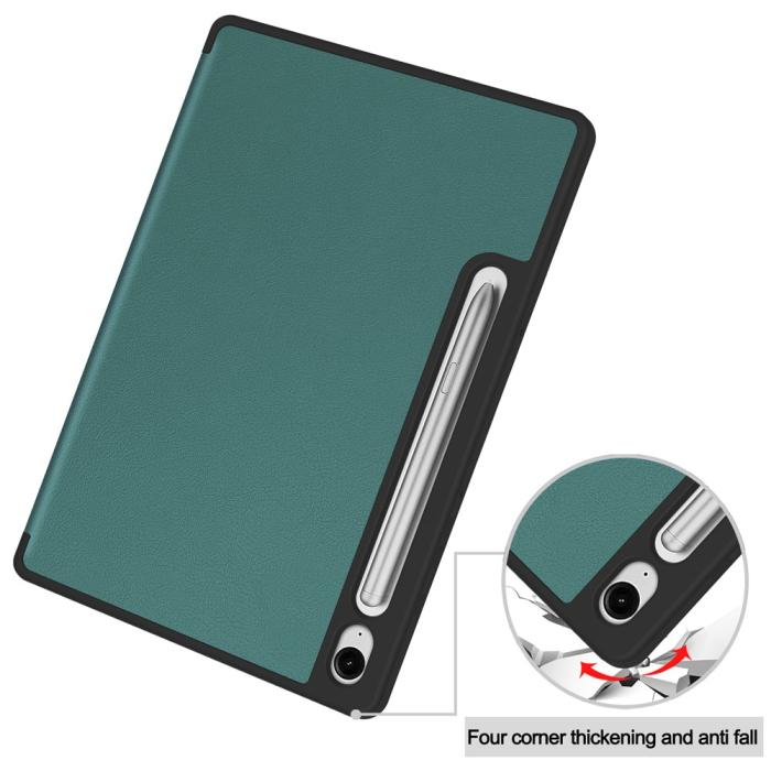 Bild 6,  Samsung Galaxy Tab S10 Lite Fodral Tri-Fold Pennhållare Grön - Teknikhallen.se