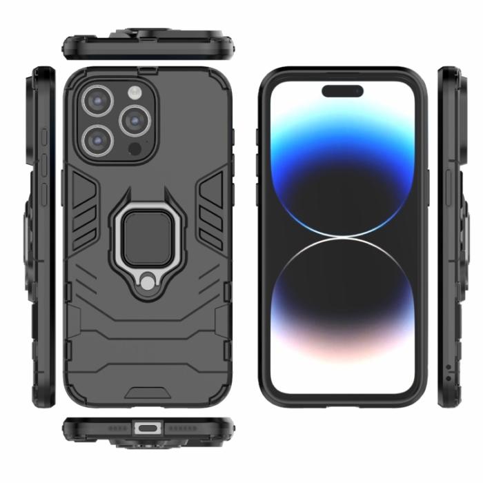 Bild 2,  iPhone 15 Pro Max Skal Hybrid Armor Ring Svart - Teknikhallen.se
