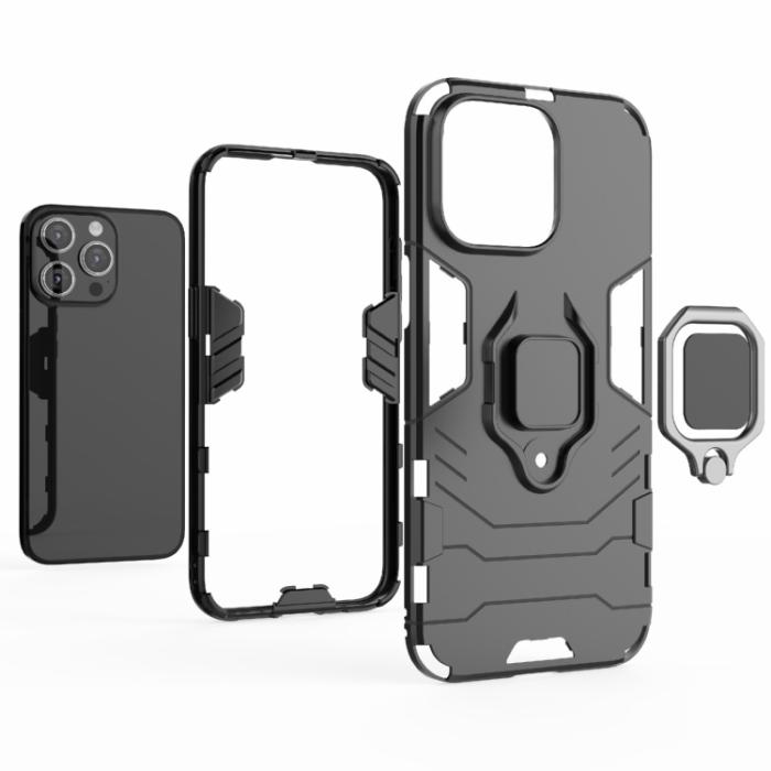 Bild 3,  iPhone 15 Pro Max Skal Hybrid Armor Ring Svart - Teknikhallen.se