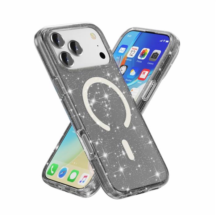 Bild 2,  iPhone 17 Pro Max Skal MagSafe Glitter Svart - Teknikhallen.se