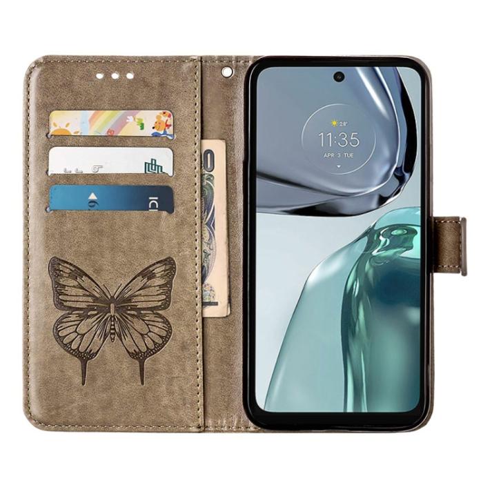 Bild 4,  Motorola Moto G62 5G Fodral Med Fjäril Tryck Grå - Teknikhallen.se