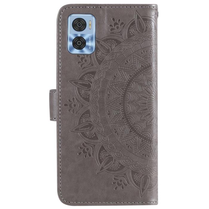 Bild 5,  Motorola Moto E22i Fodral Mandala Läder Grå - Teknikhallen.se
