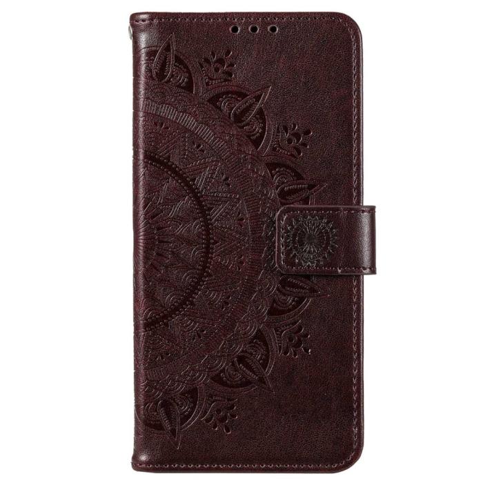 Bild 4,  Motorola Moto E22i Fodral Mandala Läder Brun - Teknikhallen.se