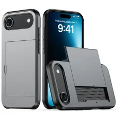  iPhone Air Skal Hybrid Med Kortfack Gr&aring; - Teknikhallen.se