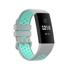  Fitbit Charge 4/3 Silikon Tr&auml;ningsarmband Gr&aring;/Cyan - Teknikhallen.se