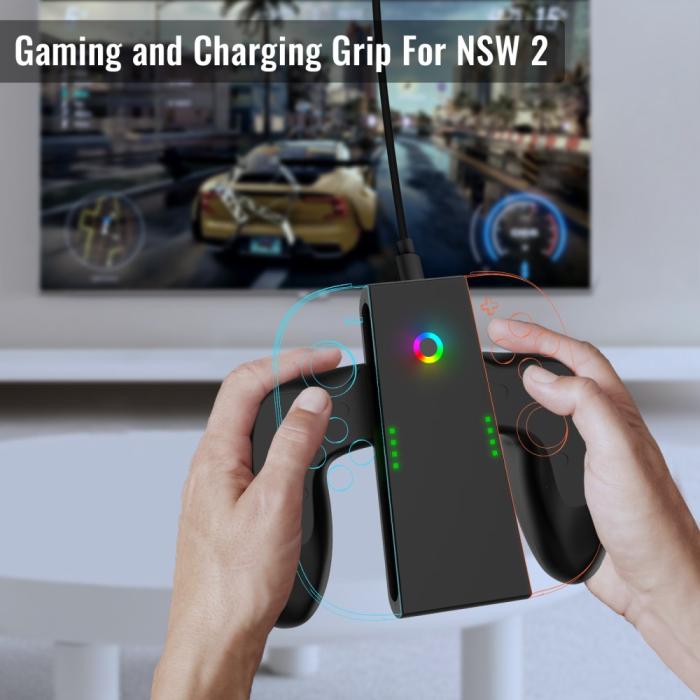 Bild 2, JYS JYS Nintendo Switch 2 Joy-Con Charging Grip Svart - Teknikhallen.se