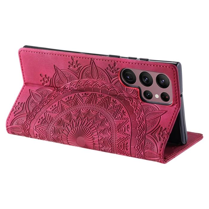 Bild 4,  Samsung Galaxy S24 Ultra Fodral Flip Mandala Läder Rosa - Teknikhallen.se