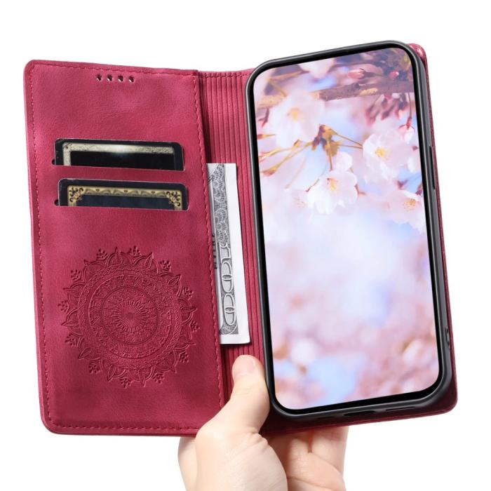 Bild 5,  Samsung Galaxy S24 Ultra Fodral Flip Mandala Läder Rosa - Teknikhallen.se