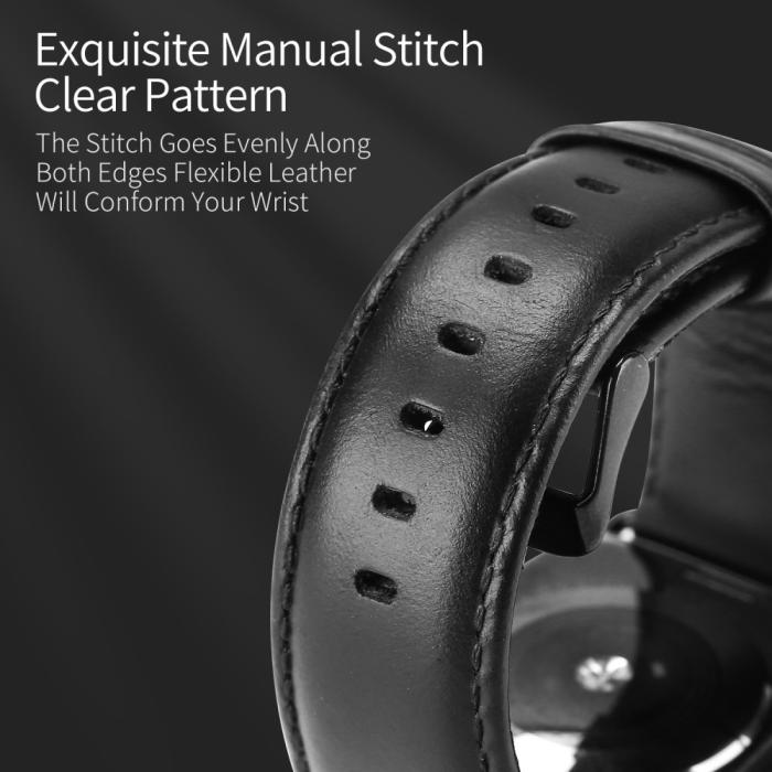 Bild 6, DUX DUCIS DUX DUCIS Apple Watch 42/44/45/46/49 mm Klockarmband Äkta Läder Svart - Teknikhallen.se