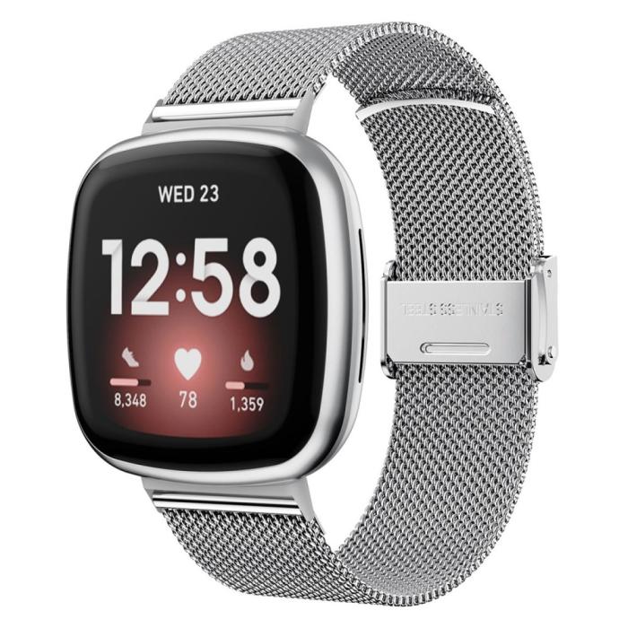 Bild 2,  Fitbit Versa 4/Sense 2 Klockarmband Milanese Silver - Teknikhallen.se