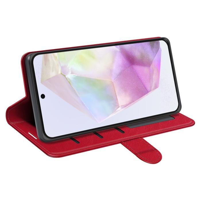 Bild 3,  Samsung Galaxy A36 5G/A56 5G Fodral Crazy Horse Läder Röd - Teknikhallen.se