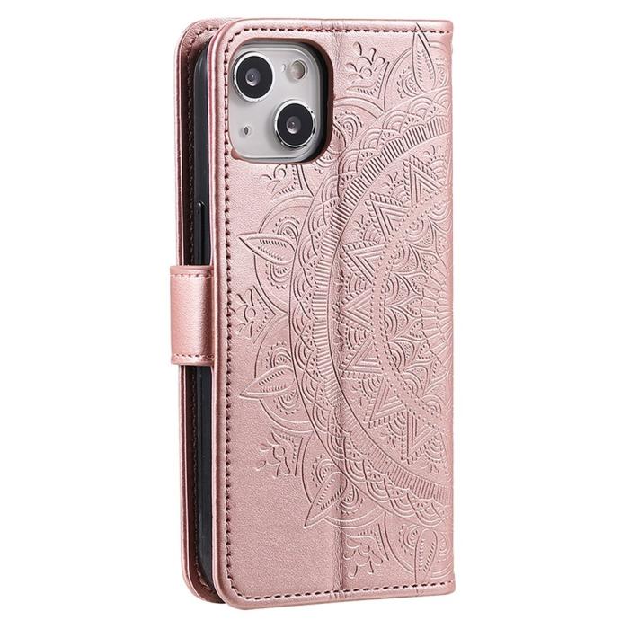 Bild 6,  iPhone 15 Fodral Mandala Läder Roséguld - Teknikhallen.se