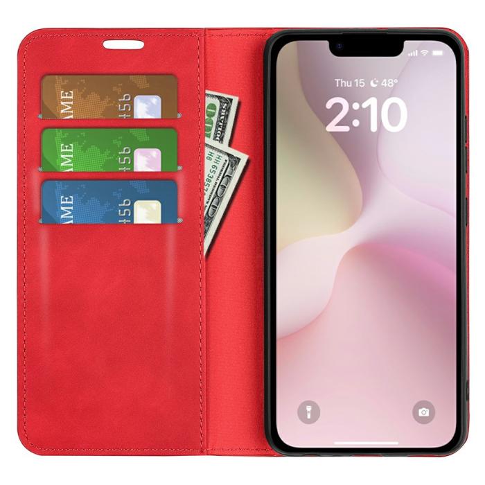 Bild 2,  iPhone 17e / 16e Fodral Flip Skin Touch Röd - Teknikhallen.se