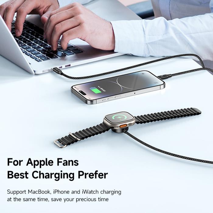 Bild 3, MCDODO Mcdodo 1.2m 3in1 USB-C Till USB-C 100W/Lightning/Apple Watch - Teknikhallen.se