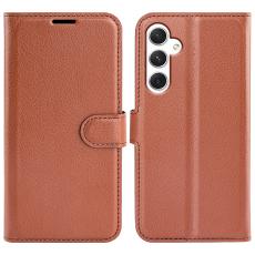  Samsung Galaxy S24 Fodral Litchi L&auml;der Brun - Teknikhallen.se