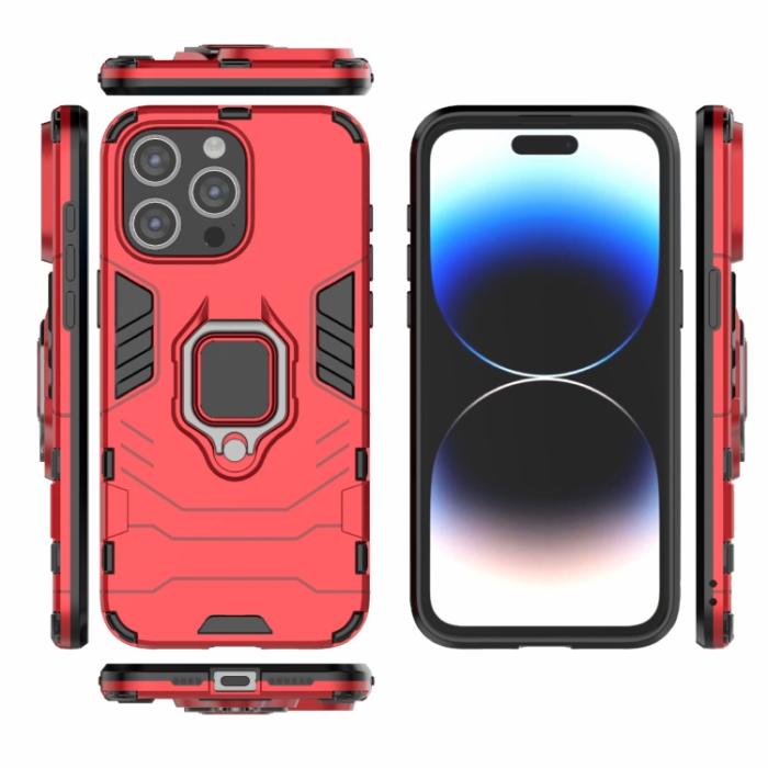 Bild 2,  iPhone 15 Pro Max Skal Hybrid Armor Ring Röd - Teknikhallen.se