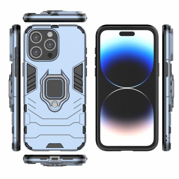 Bild 2,  iPhone 15 Pro Max Skal Hybrid Armor Ring Navy Blue - Teknikhallen.se