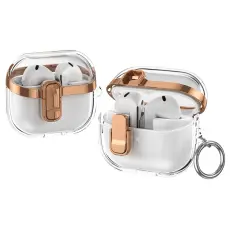  Samsung Galaxy Buds 3/3 Pro Skal Hybrid Transparent/Ros&eacute;guld - Teknikhallen.se