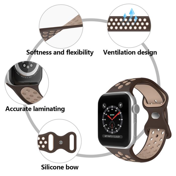 Bild 5, ColorPop Sportarmband Dual-Color Apple Watch 42/41/40/38 mm (M/L) Brun - Teknikhallen.se