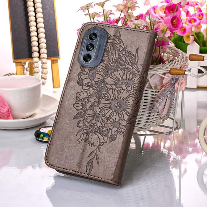 Bild 6,  Motorola Moto G62 5G Fodral Med Fjäril Tryck Grå - Teknikhallen.se