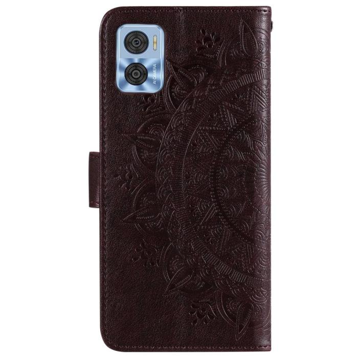 Bild 5,  Motorola Moto E22i Fodral Mandala Läder Brun - Teknikhallen.se