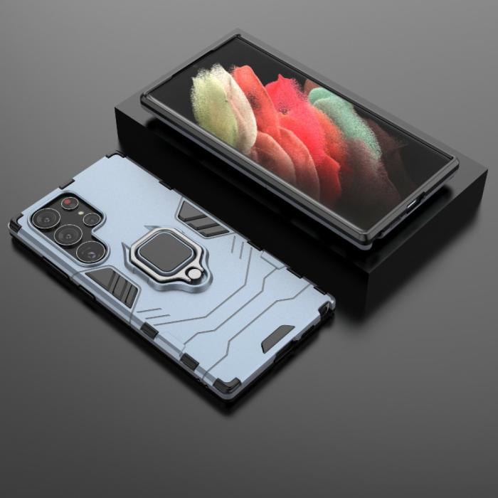 Bild 4,  Samsung Galaxy S23 Ultra Skal Hybrid Ring Blå - Teknikhallen.se