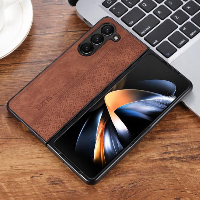 Bild 4, AZNS AZNS Galaxy Z Fold 5 Fodral Med Tryck Brun - Teknikhallen.se