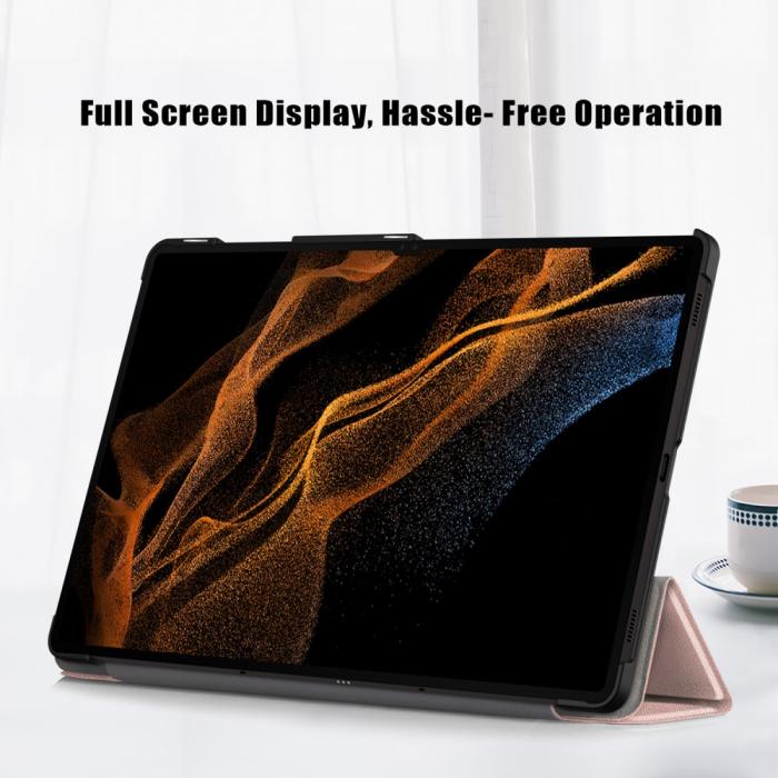 Bild 3,  Samsung Galaxy Tab S9 Ultra Fodral Tri-Fold Roséguld - Teknikhallen.se