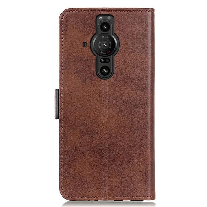 Bild 3,  Sony Xperia Pro-I Fodral Läder Med Magnetisk Stängning Brun - Teknikhallen.se