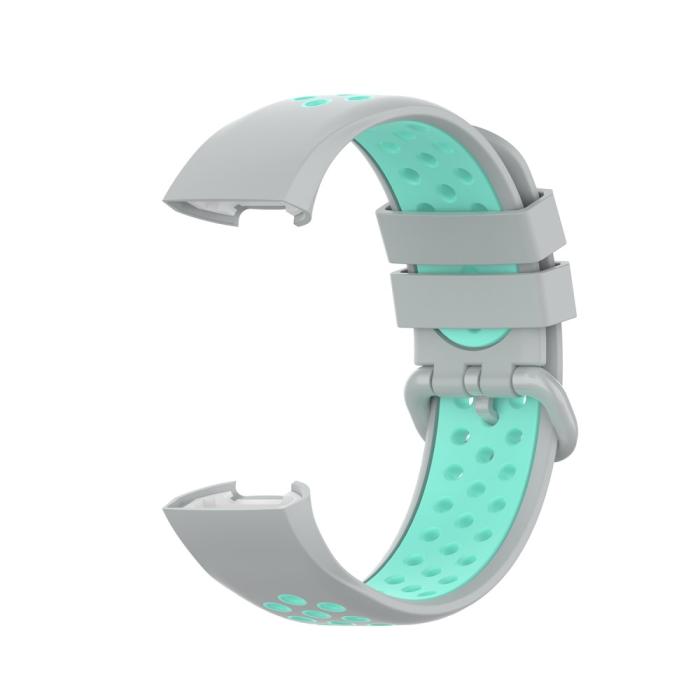 Bild 3,  Fitbit Charge 4/3 Silikon Träningsarmband Grå/Cyan - Teknikhallen.se